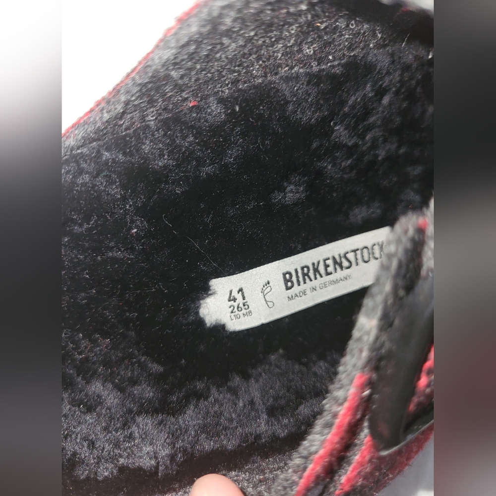 Birkenstock Red and Black Plaid Slippers - Picture 2 of 3